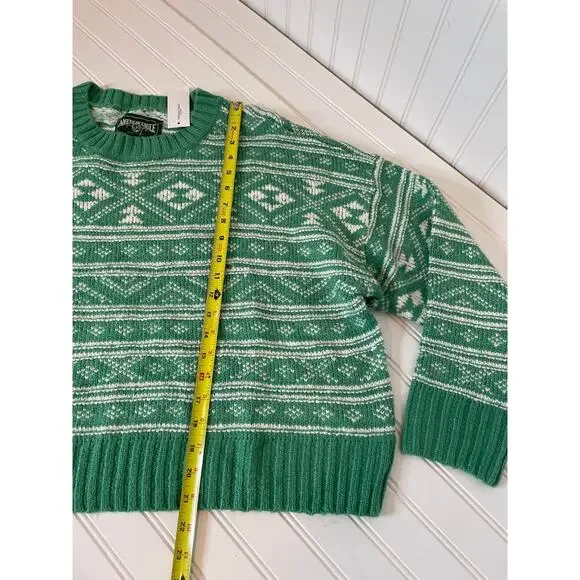 NWT American Eagle Outfitters Green & White Fair Isle Snowdrift Sweater Size XL - Picture 6 of 8
